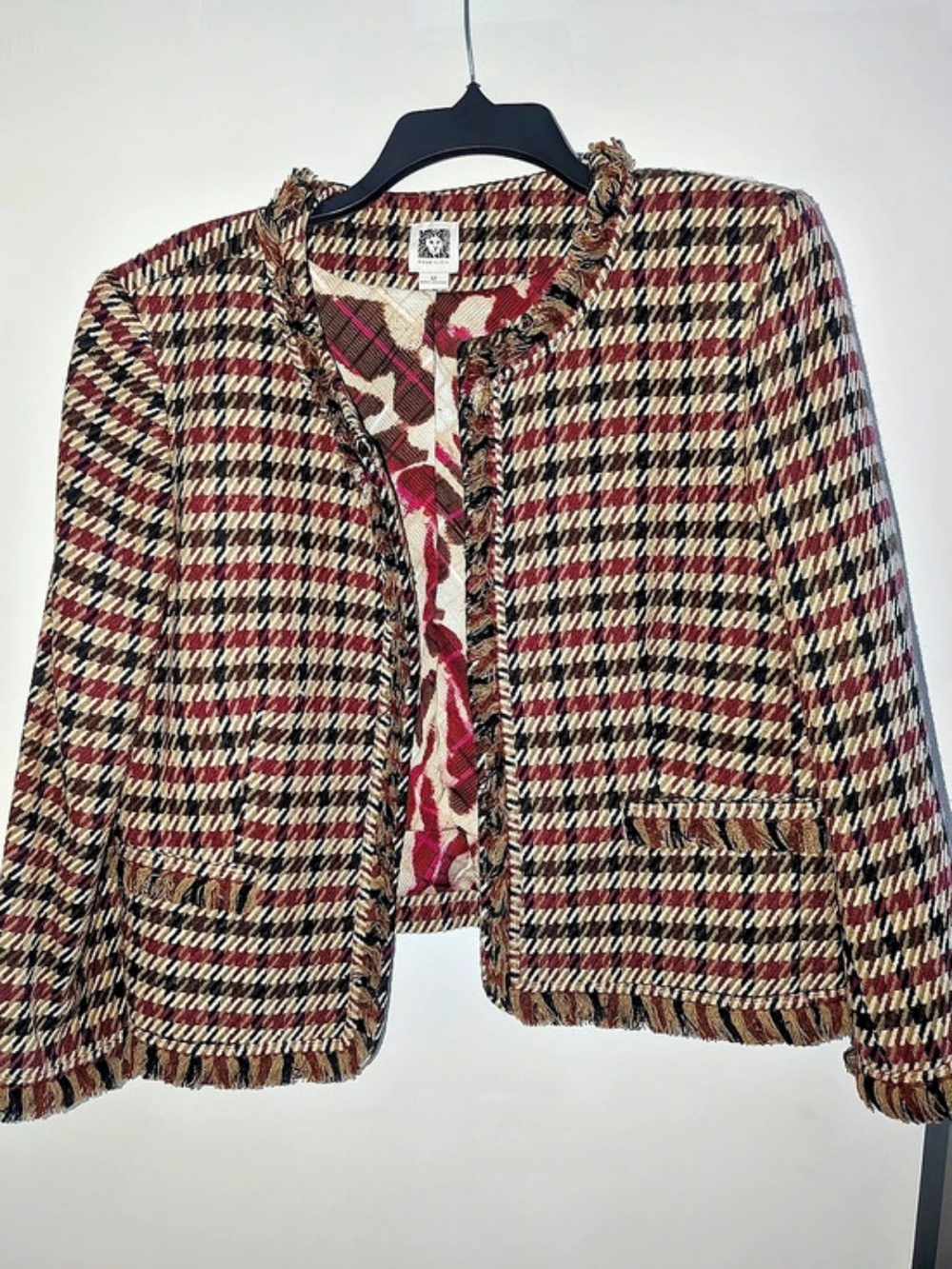 Anne Klein Women's Plaid Blazer in Brown & Red